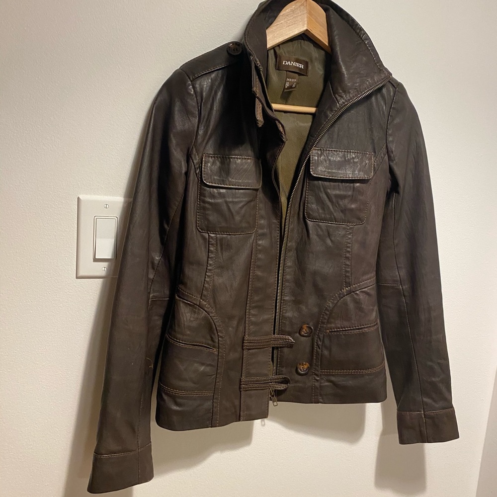 Danier brown leather coat